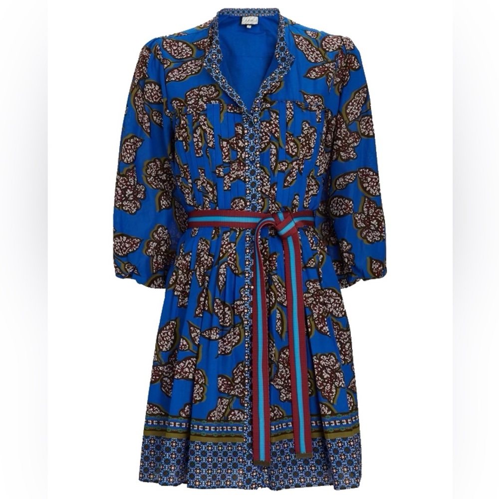 Alexis Blue Floral-Print Belted Mini Dress size XS